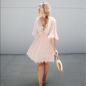 Anthropologie Akemi + Kin Brooke pink eyelet dress